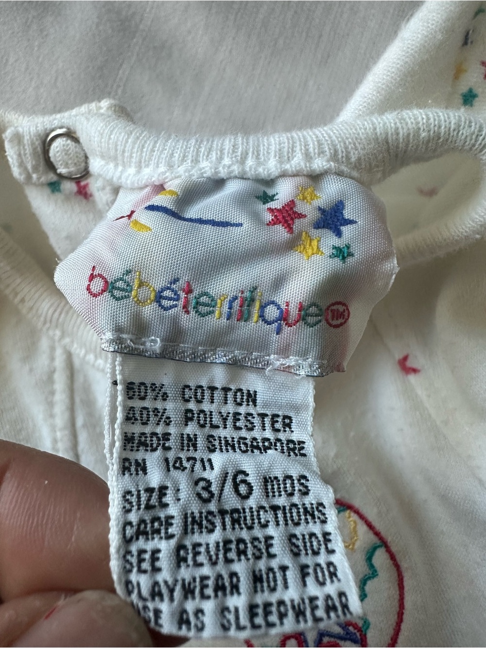 Vintage Printed Baby One-Piece with Playful Teal & Red Accents - Picture 3 of 8